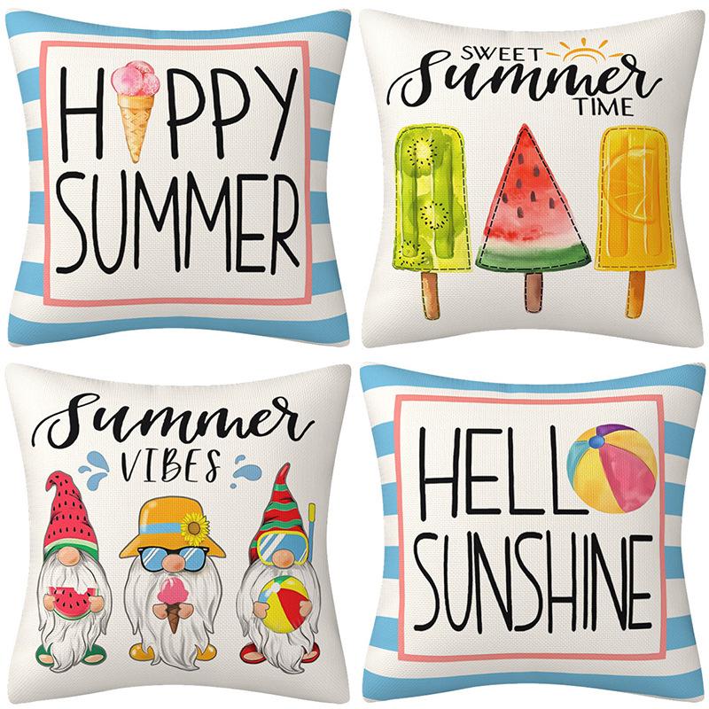 Neuer bunter Sommerdruck Buchstaben Leinen Kissenbezug Wohnzimmer Sofa Kissenbezug Heimkissen