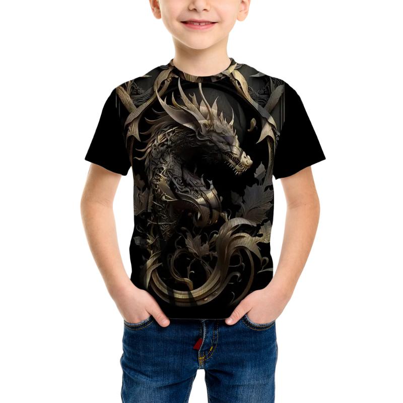 FantasyCreatures AllianceDětské tričko s potiskem 3D digitální tisk Pustolovná cesta pouští s motivy slona, žáby a žraloka