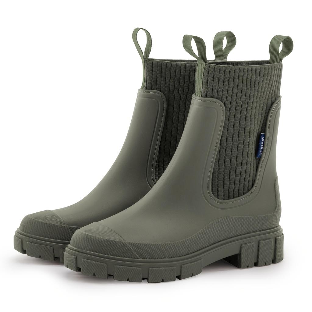 Women'SRain Boots - Slip-Resistant Thick Sole, Comfortable Fabric Inner & Insole, Versatile Outdoor Footwear for Casual Attire