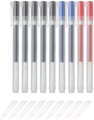 MUJI Gel Ink Ballpoint Set of 9 2 2 Pens, 0.5mm, (5 Black, Blue, Red)