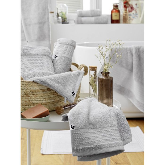 Tapis de bain "Garance" 50 x 70 cm / 100% Coton Bio / 600 gr/m² l'Effet Papillon - Garance Nuage - Tapis de bain 50 x 70 cm