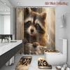 4Pcs Shower Curtain Set with Non-Slip Bath Mat, Toilet Lid Cover, Contour Rug & 12 Hooks, Bathroom Decor