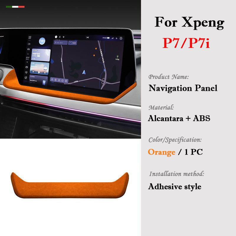 For Xpeng P7 P7i -2025 Interior Mouldings Accessories Top Suede GPS Navigation Screen Decoration Frame Panel Protective