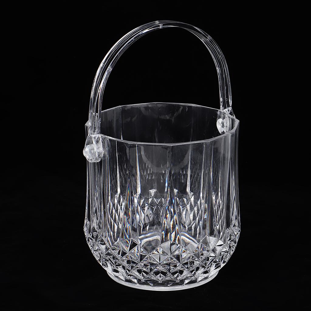 Household Acrylic Ice Container Diamond Pattern Ice Bucket with Handle Bar KTV SuppliesDiamond
