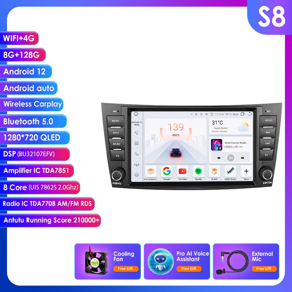 OSSURET 8" for Mercedes Benz E-class W211 E200 E220 E300 E350 E240 E270 E280 W219 with Car Radio Support Wireless Intelligent DVR Carplay Android Auto