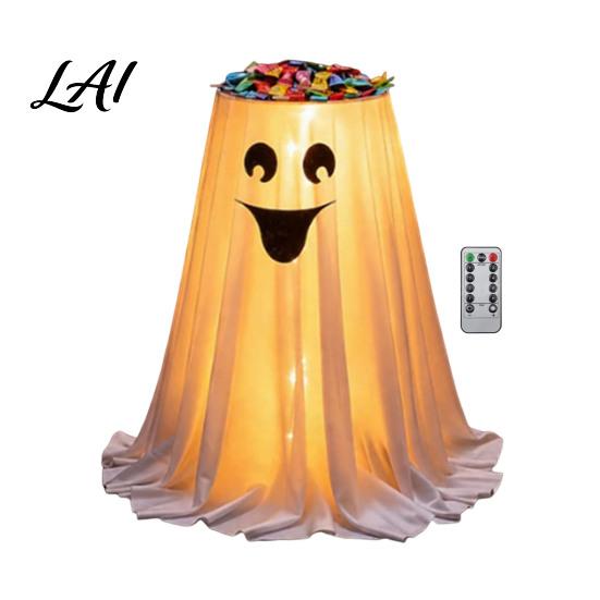 Unique Halloween Gift for Kids Ghost Candy Bowl Stand with Remote Control Large LED Lighted Cute Holder Front Door Porch Outdoor Indoor Decor Snack