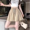 Women's Summer Thin Skirt Yoga Pants Ice Silk Wide Leg Shorts Solid Color Pocket Lace Up Short Pants