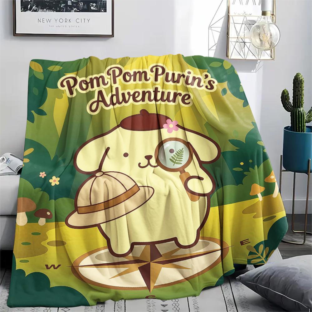 1PC Pompompurin Print Flannel Blanket, High quality All Seasons, Home Decor, Warmth and Comfort, Perfect for Christmas Gifts