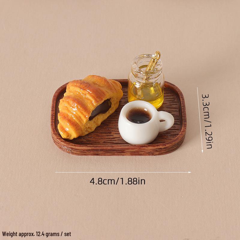 Dollhouse Miniature Food Tray: Bread, Coffee & Jam Ornaments