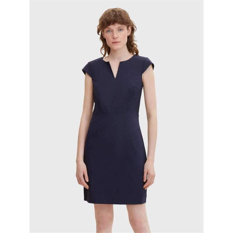 

German TT Original Cotton Blended Spring, Summer, Autumn Three Seasons Normcore Commuting Elegant Female Drop-Shoulder Sleeve Dress Navy blue 42