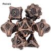 7 Pcs Copper Tree Stump Root Metal Dice Solid Metal Polyhedral Dice Set Suitable for Role-Playing RPG  Board Game Card Game