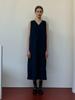 ETDEMAIN Sleeveless V-Neck Long Dress - Navy