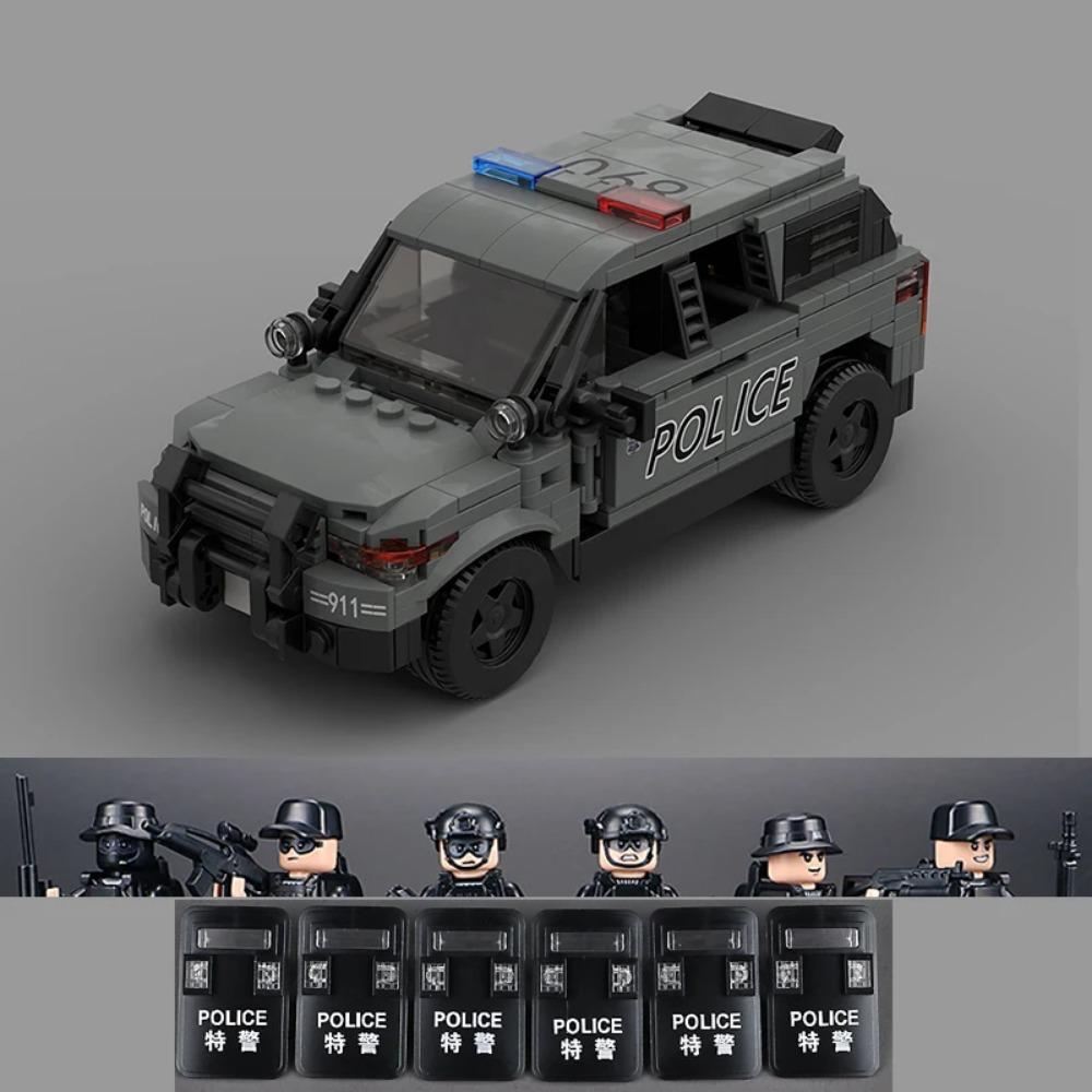 

MOC Городская Полиция Машина Исследователь Конструкторы Щиты спецназа США Транспортные Патрульные Наборы Скоростные Чемпионы Кирпичики Модель Игрушки для Детей