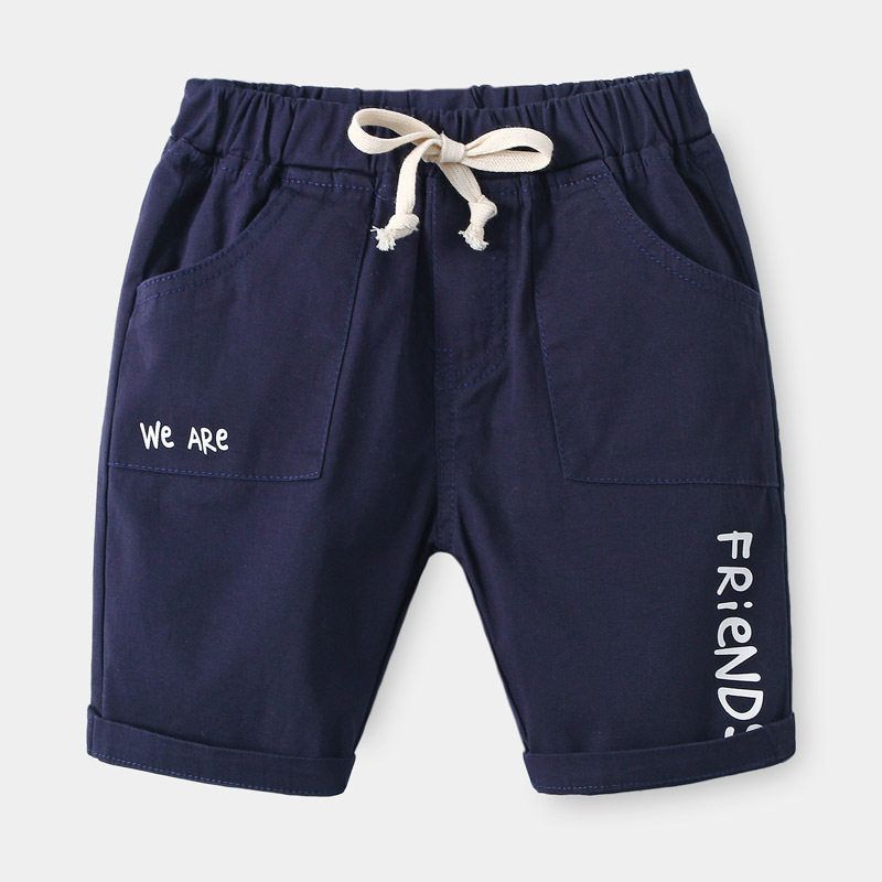 Summer Children s Clothing, Children s Casual Shorts, Boys Casual Letter Shorts, Korean Style Mid-Waist Cotton Fashionable Five-Point Shorts Tibetan youth 100
