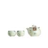 Ru Kiln Ceramic Teapot Hand Grab Pot Kungfu Tea Set Small Teapot with Hydrangea Cup Home Use Fast Brewing