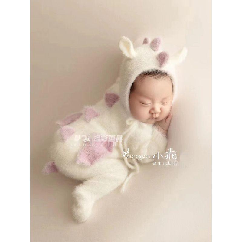 Newborn Full-Month Baby Infant Little Milk Dragon Photography Clothing One-Piece Romper Photo Studio Props