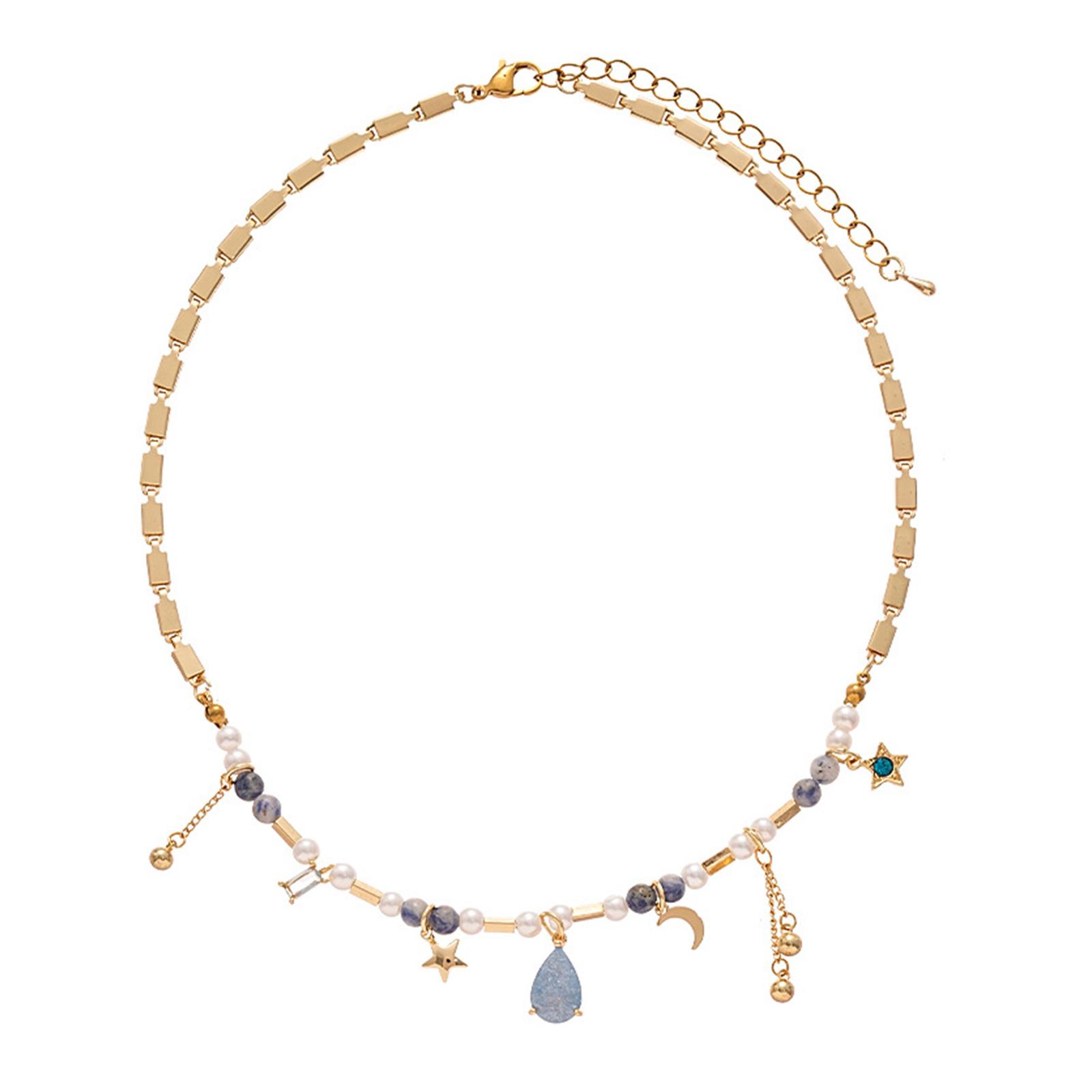 

Vintage Inspired Star And Moon Pendant Necklace Adjustable Length Neckchain Fashion Jewelry For Elegant Occasions