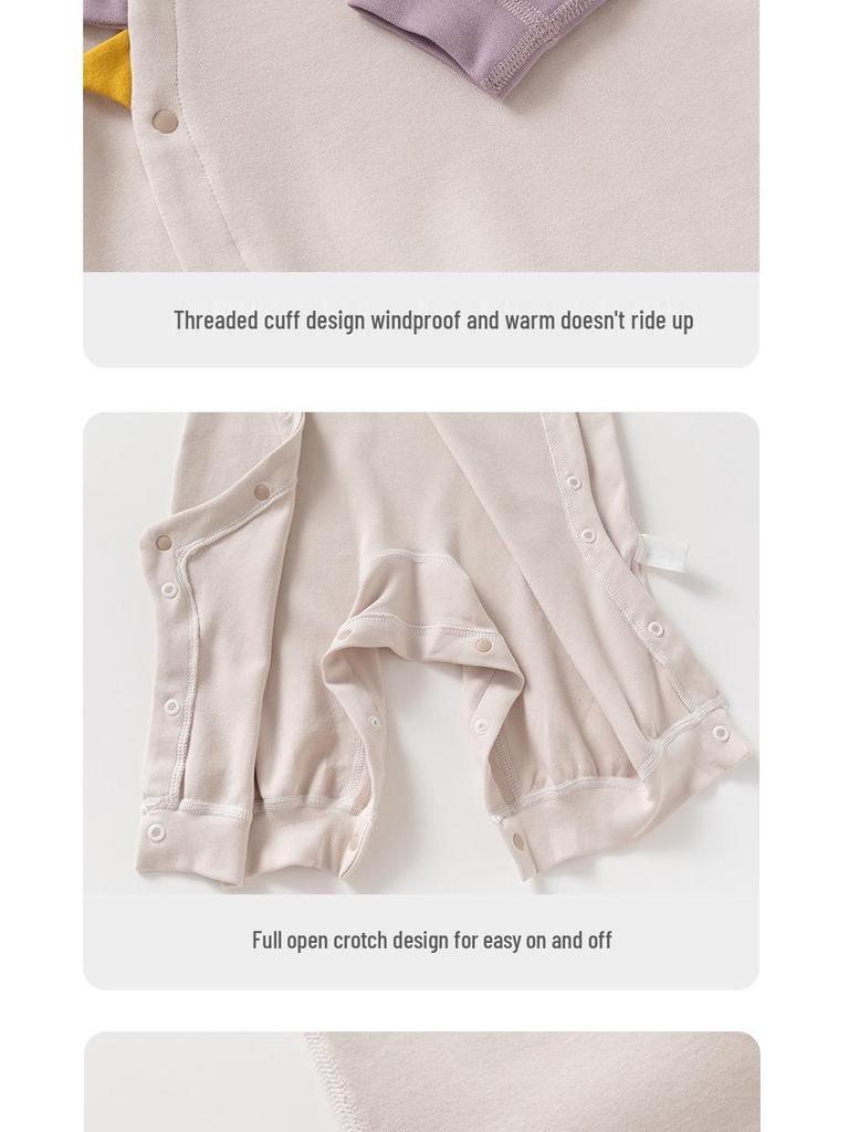 Newborn Cotton Harem Romper - Autumn/Winter, Side-Opening