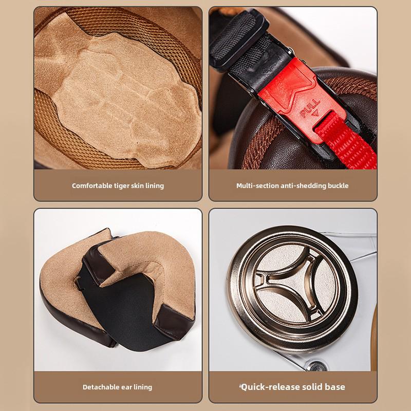 "Universal Retro Gray Motorcycle Helmet, 3C Certified for All Seasons"