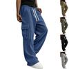 European and American Spring New Men's Corduroy Casual Breathable Drape Multi-pocket Tooling Straight Trousers
