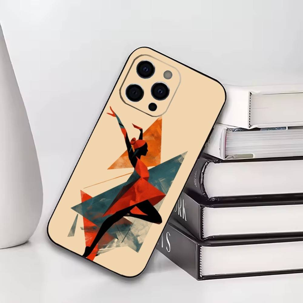 Abstract Geometric Art  Phone Case For iPhone17,16,15,14,13,12,11 Plus,Pro Soft Silicone Black Cover iPhone13PROMAX