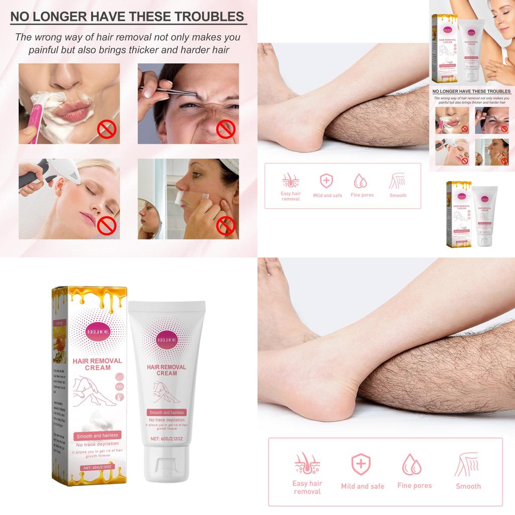 Crème d'épilation douce Eelhoe Pour une peau lisse et hydratée Idéale pour le visage et le corps