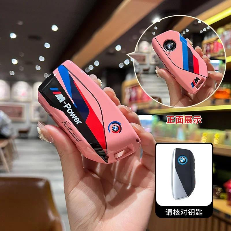 Plastic Car Key Case Cover Keychian Accessories for 2023 BMW Energy Ix XM I7 X7 7 Series Smart Remote Key Protect Shell EV2
