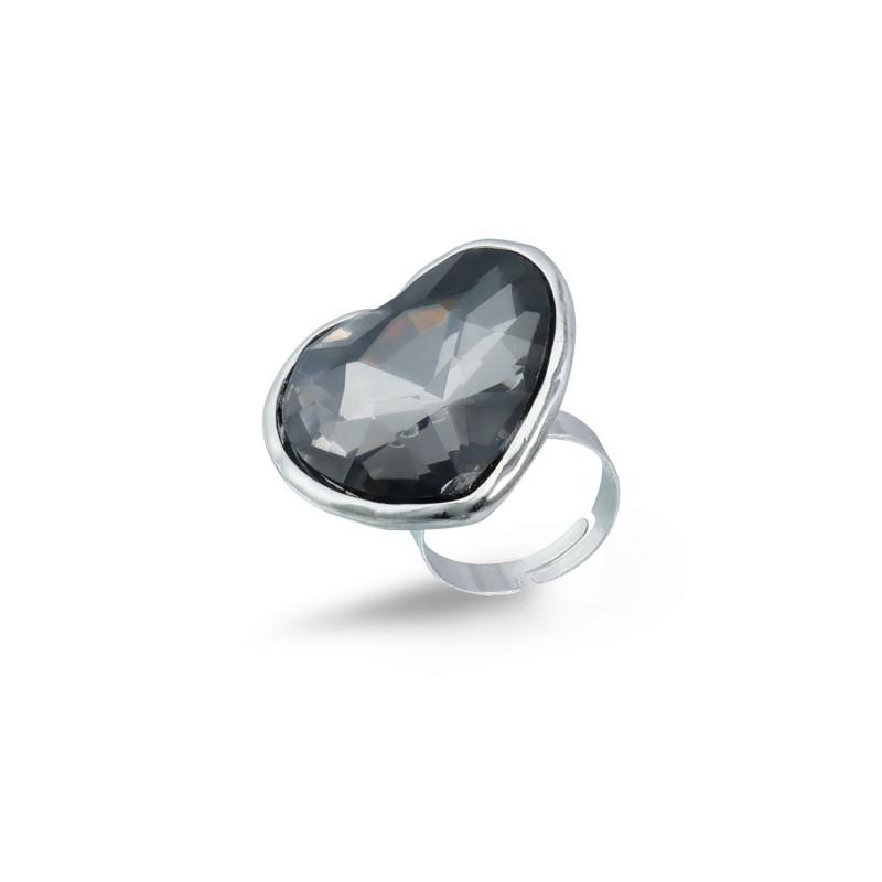 Fashion Y2K Gray Crystal Geometric Opened Rings for Women Girls Punk Sweet Cool Style Charm Finger Rings Daily Party Jewelry