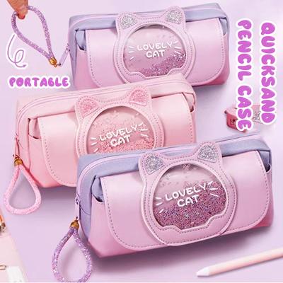 Estuche para lápices Kawaii Quicksand, estuche multifuncional de gran capacidad para bolígrafos, bonita bolsa de almacenamiento para útiles escolares y de oficina, papelería