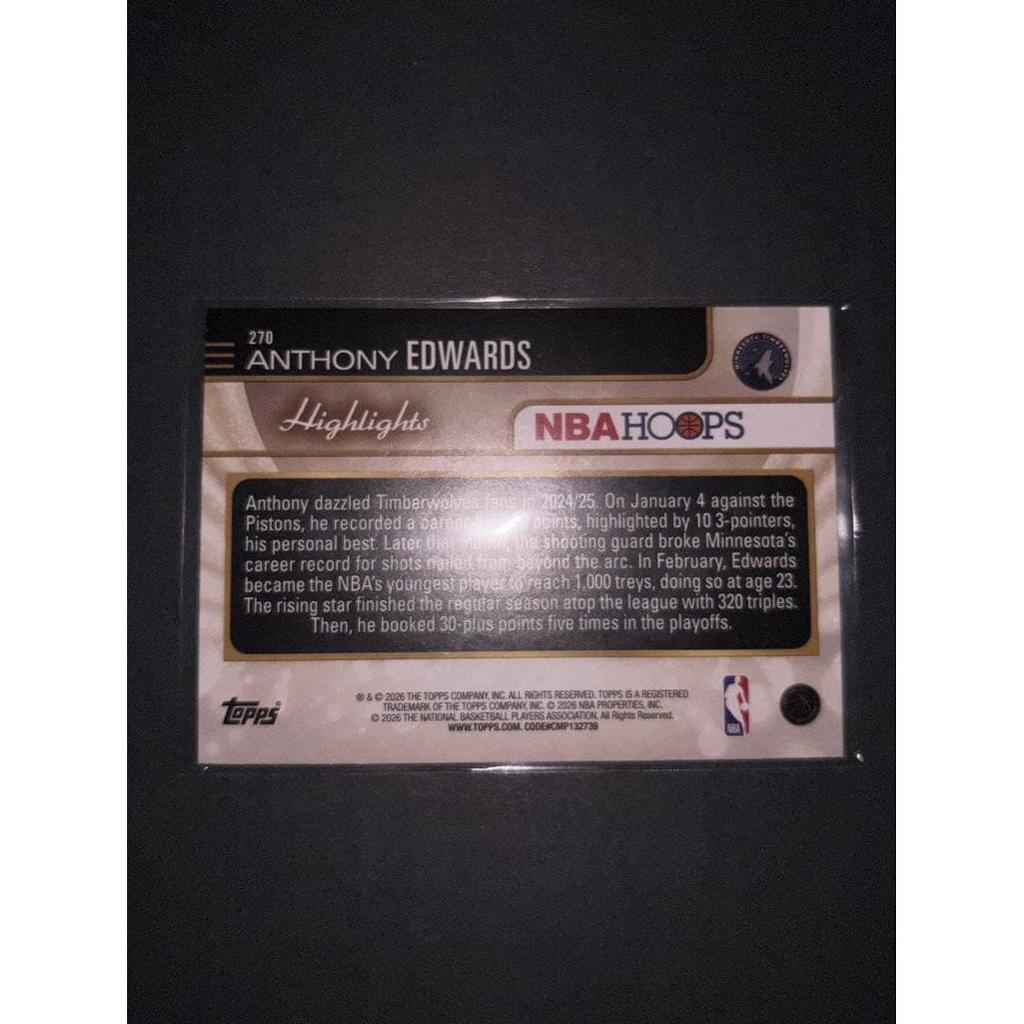 Used Anthony Edwards NBA Hoops Card