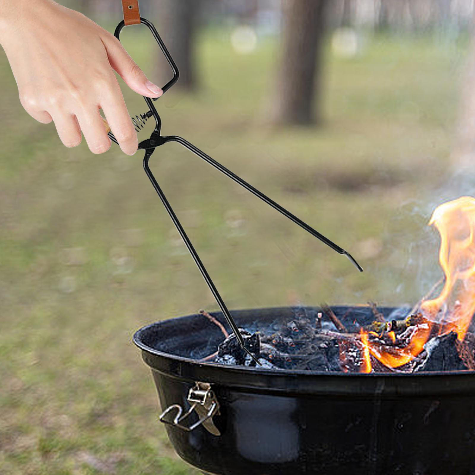 

Fire Tongs Campfire Clip Pits Sturdy Compact Fireplace Tools for