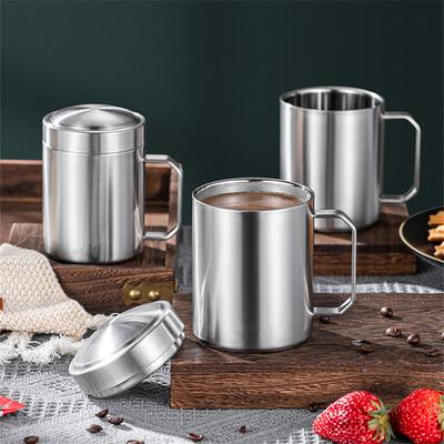 Tazas de Cerveza de Metal de Acero Inoxidable 304 con Tapa Vaso Térmico Aislado para Café Leche Doble Fondo Taza para Acampada Viajes al Aire Libre