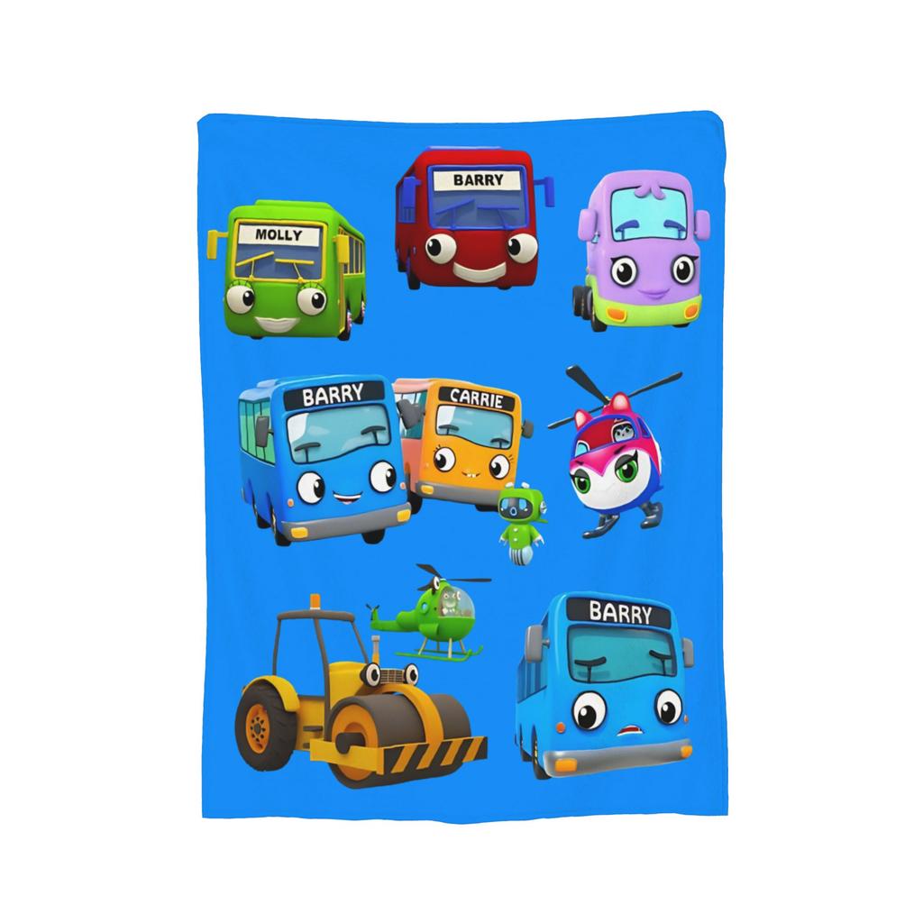 Tayos Little Bus Cartoon Blankets Flannel Vintage Warm Throw Blankets for Home AutumnWinter