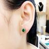 Emerald Gemstone Vintage Hoop Stud Earrings – Crystal Tourmaline Color for Women