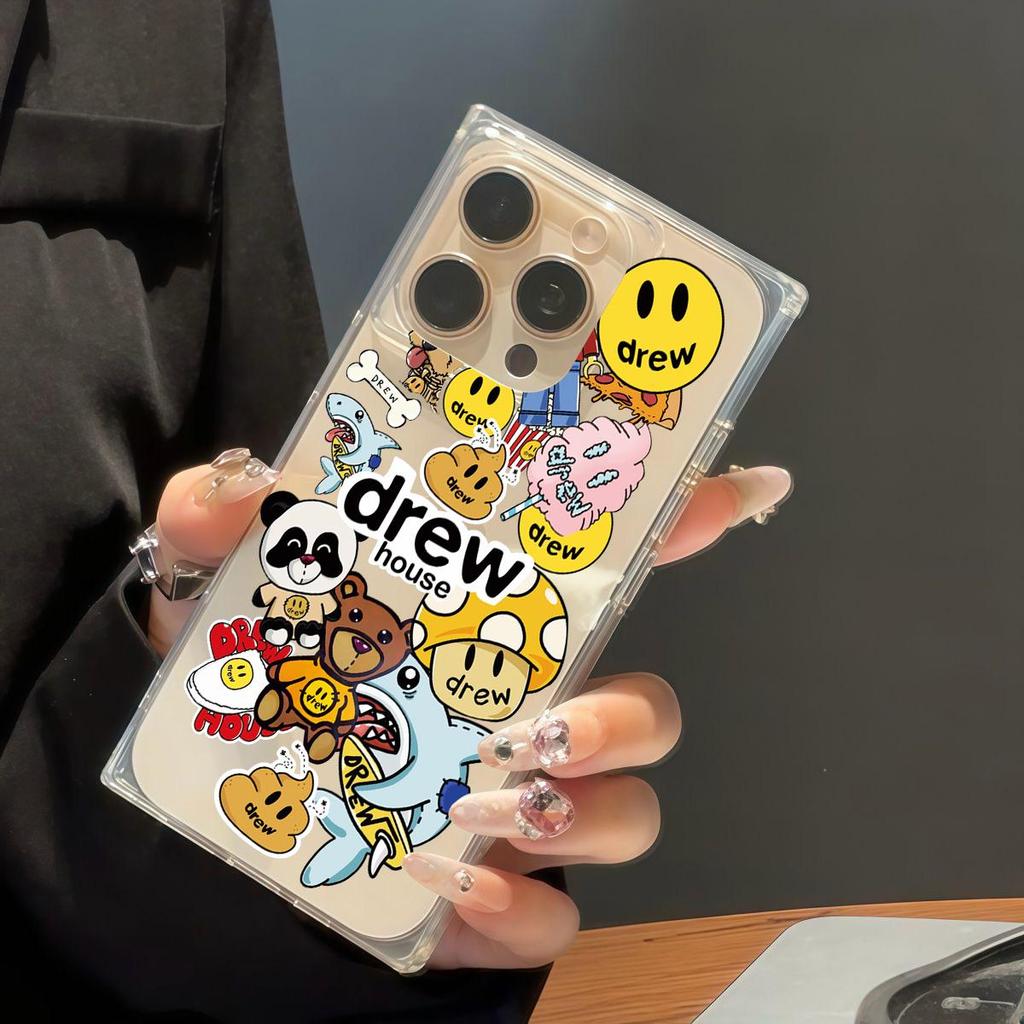 Clear Square Back Tube Case Protection For iPhone 14 Pro Max 13 11 16 ProMax 15 Plus 12 Anti-Oxygen,Cartoon Anime Pattern Casing