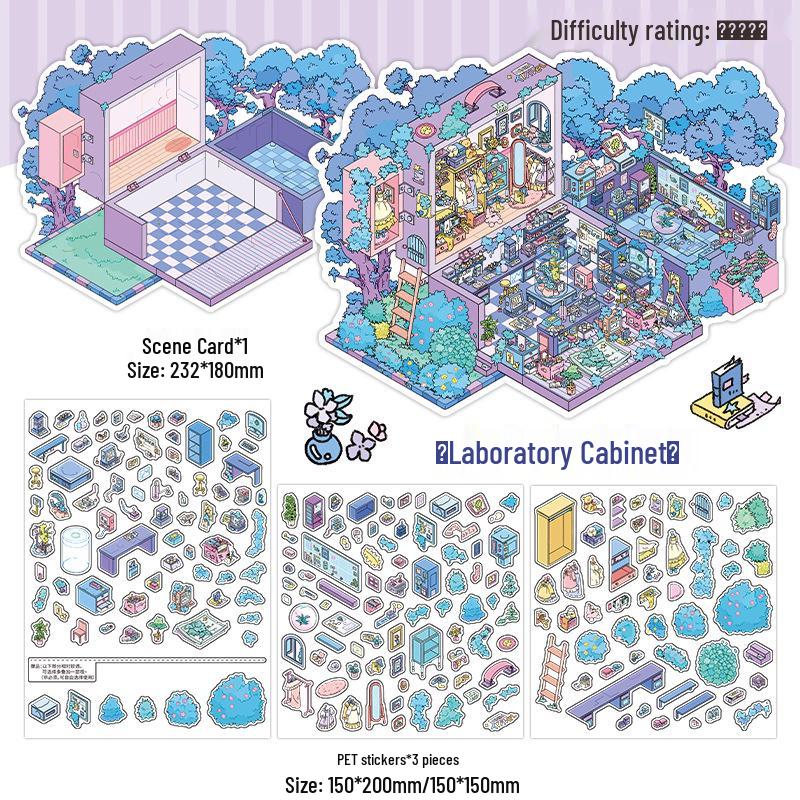 Infeel.Me My Little House 3D Scenery Stickers - Miniature Two-Layer Quiet Book Series