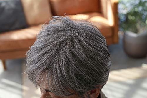 All-in-one wig for ladies, minimum short length, heat-resistant dark gray hair