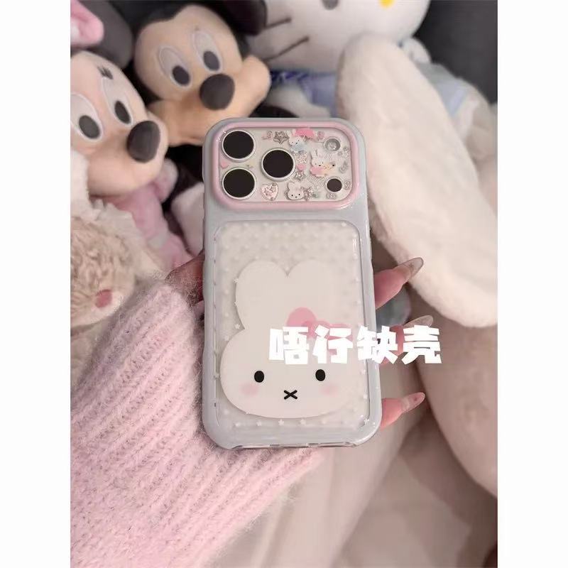 Cute Light Blue Edge Penetrating Star Rabbit Fine Hole Double Shell Suitable for Apple 17promax/16/15 Mobile Phone Case