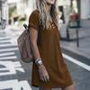 Women's Striped Shirt Dress Short Sleeve Button Front Casual Loose Fit Dress