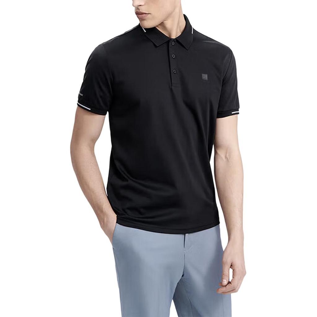 Men's FILA Polo Shirts Men's Black Polo Collar Moderate Straight Fit