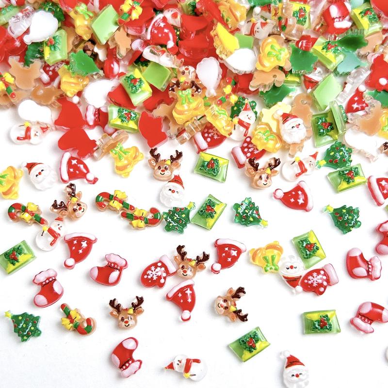 30 Stück Cartoon Kreative Schneeflocke Handschuhe Elch Nagelanhänger Durchscheinend Weihnachtsmann Weihnachts-Serie Harz DIY Nailart Dekoration