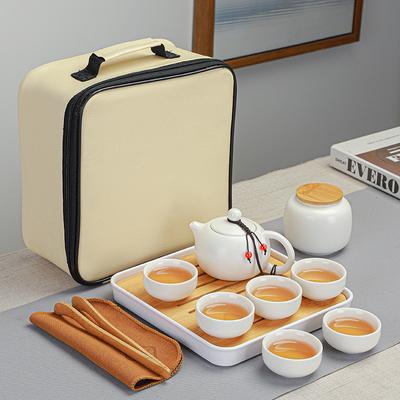 Portable Travel Ceramic Ding Kiln Kung Fu Tea Set, Simple Business Event Souvenir