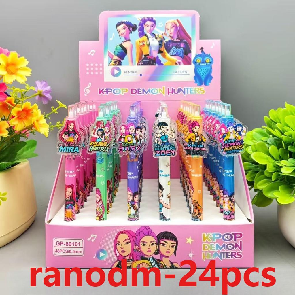 Various styles of K-POP gel pen Demon hunter pressing 0.5mm black ink Acrylic patch high-value student stationery
