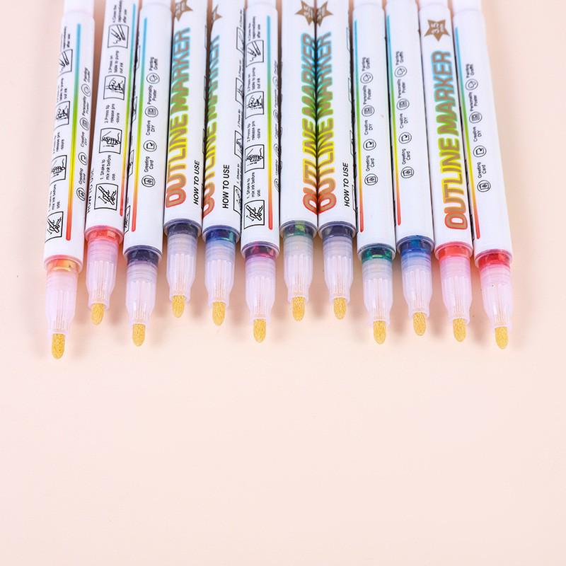 Traum-Doppellinien-Metall-Umriss-Tagebuchstift - 36 fluoreszierende Farben