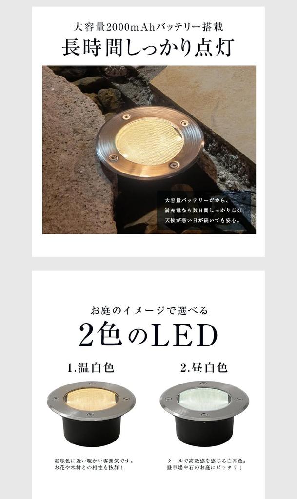 MORE (More) Warm White Solar Light, In-Ground Garden Light, Outdoor Waterproof IP65, Stainless Steel, Automatic Lighting, for Garden, Entrance, Path,