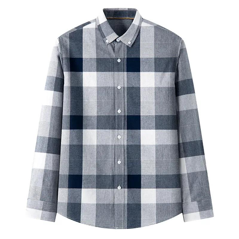 New in shirt hight quality 100%cotton long sleeve shirts for man slim fit casual plain shirt soft plaid trends designer clothes