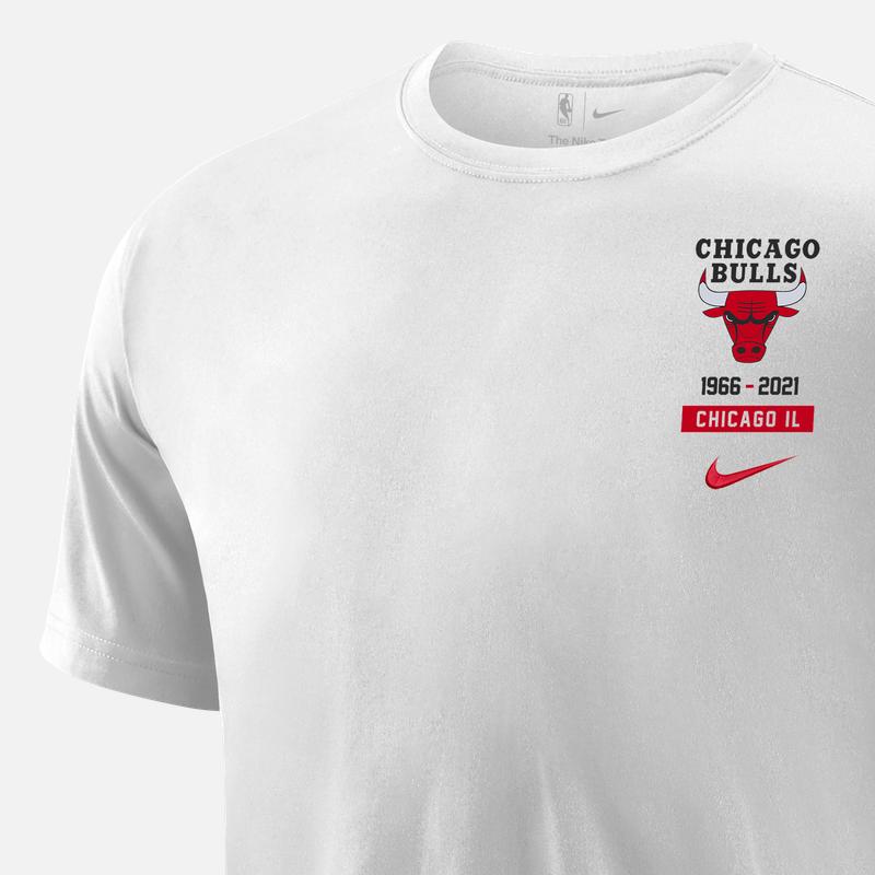 Nike Bulls Print Logo Loose Fit Crew Neck Short Sleeve T-Shirt Men Tops White DA7285-100