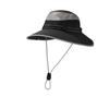 Unisex Wide Brim Mesh Sun Hat Uv Protection Breathable Adjustable Chin Strap Outdoor Hiking Fishing Bucket Hat