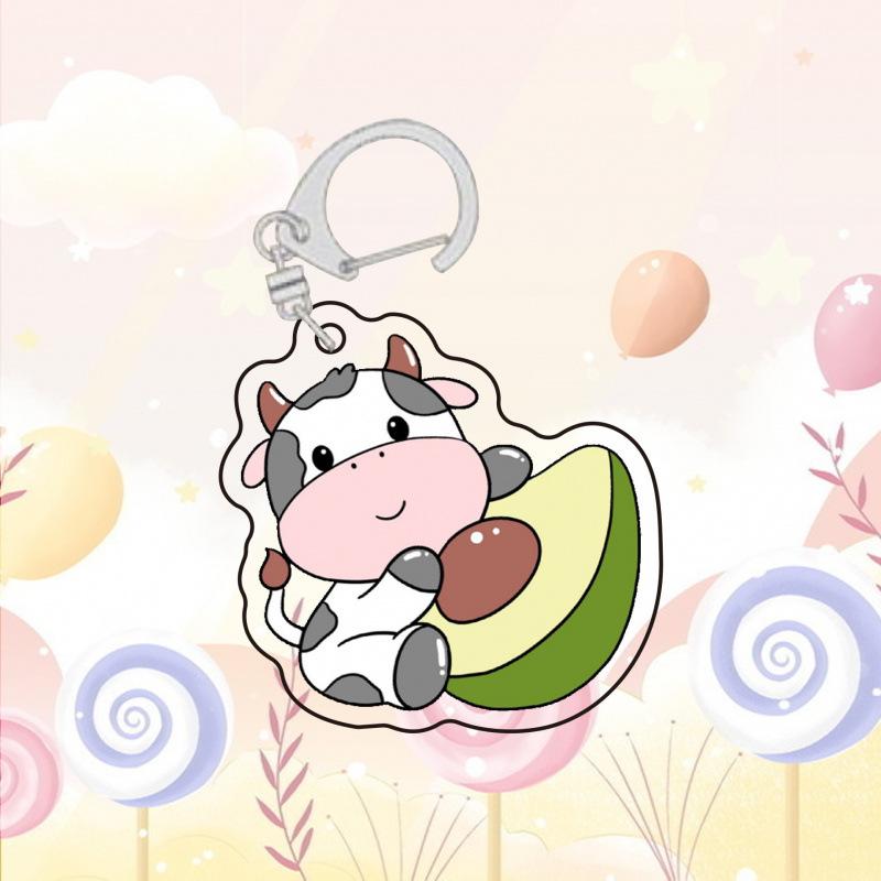 Funny Animal Bag Decoration Pendant Backpack Jewelry Accessories Gift Cartoon Cute Zodiac Keychain Acrylic Pendant Fruit