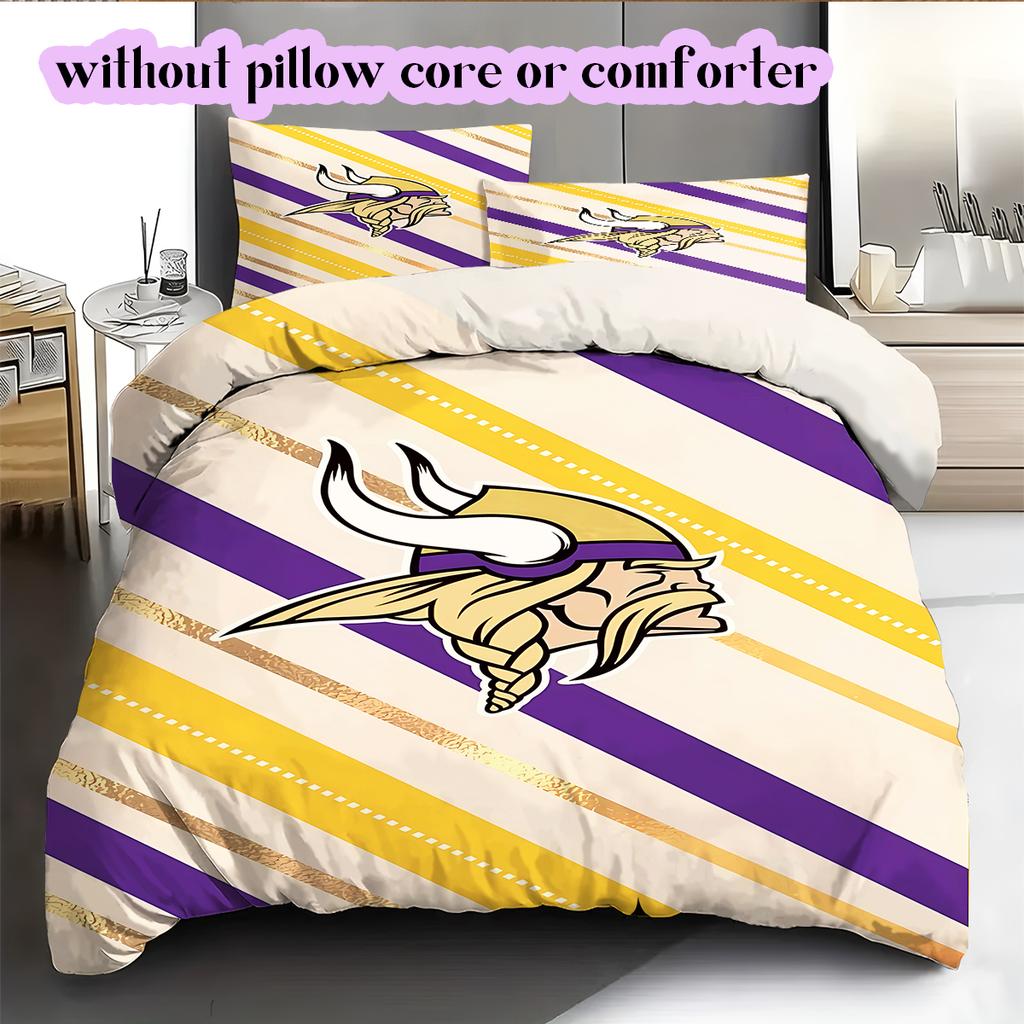 football Logo Pattern Bedding Quilt Set Quilt Cover Pillowcase Home Decoration Birthday Gift (1*duvet cover+ 2*pillowcase, without core)